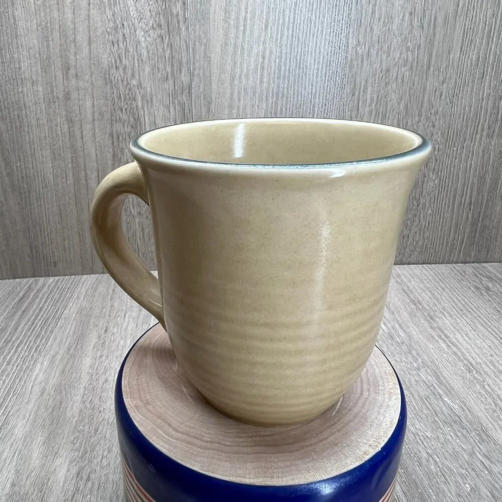 Vtg Pfaltzgraff Folk Art Sugar Bowl Creamer Set of 3 Stoneware Floral Blue Tan - Picture 7 of 16